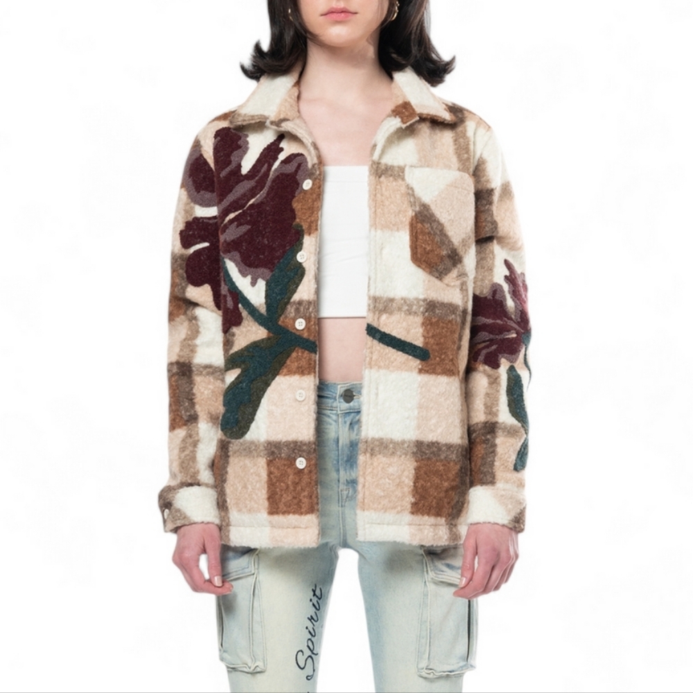 Smoke Rise Red Oversized Plaid Shacket Brown